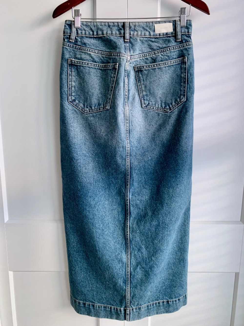 DL1961 ASRA Denim Skirt Low Rise Maxi Skirt Front Slit Full length Size 24 - Picture 6 of 9